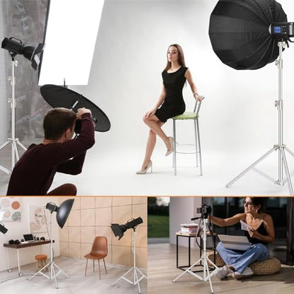 Anautin 9.2 FT Stainless Steel Light Stand Photography, 2 Pack Heavy Duty Photography Tripod Stand with 1/4” to 3/8” Screw Adapter for Strobe,LED Video Light,Ring Light, Monolight, Softbox
