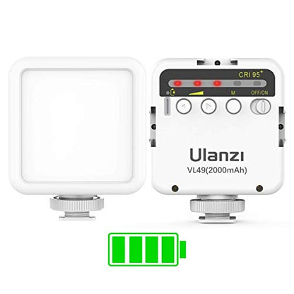 ULANZI VL49 2000mAh LED Video Light w 3 Cold Shoe, Rechargeable Soft Light Panel for DJI OSMO Mobile 3 Pocket Zhiyun Smooth 4 Sony RX100 VII Canon G7X Mark III A6400 6600 Action Camera 13 9 8 Vlogging - color: White