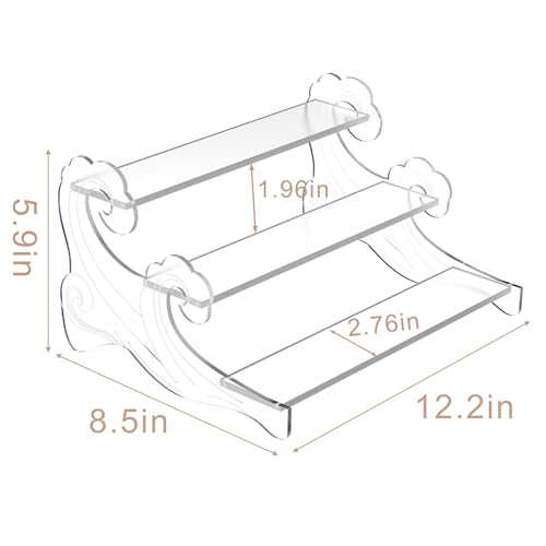 3-Tier Acrylic Display Shelf for Perfume Organizer, Cupcake Stand, Collectible Figures - Clear Fragrance Rack, Dessert Tower