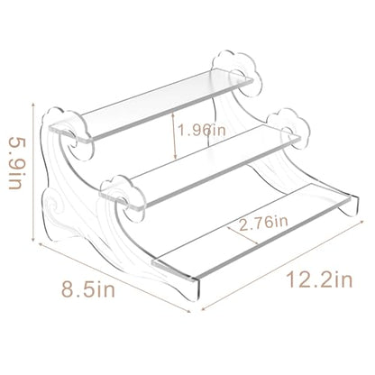 3-Tier Acrylic Display Shelf for Perfume Organizer, Cupcake Stand, Collectible Figures - Clear Fragrance Rack, Dessert Tower