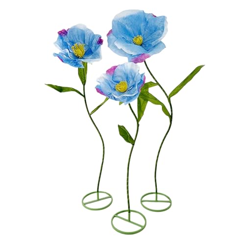 Giant Flowers for Decoration, 5.9 ft Large Artificial Flowers indoor/Outdoor, Giant Paper Flowers for Wedding, Birthday, Easter Party, Mother's Day Backdrop, Shop Window, Photography Props - color: Blue, size: 3 Bases