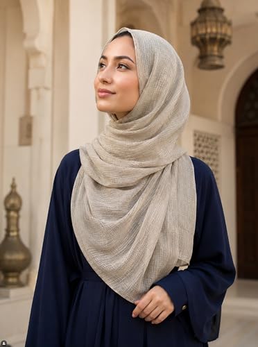 Lightweight Cotton Linen Feel Scarf Shawl Wrap Hijab for Women, Travel Fall Winter Gift - color: Mcspz2530-6#lightkhaki