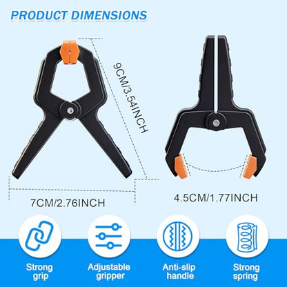 40 Pack Clamps for Woodworking Spring Clamp Plastic 3.5in Clips Heavy Duty for Backdrop Clips Tarp Holder Photography Backdrops Clip for Crafts Orange Head with Black - size: Orange Head with Black-40PCS