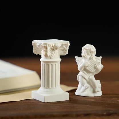 Mini Nordic Resin Roman Column, Greek Sculptural Angel Display, Photo Props, Candle Holder, Sketching Art Teaching Tools (Angel (Lyre) - 6cm) - color: Angel (Lyre) - 6cm