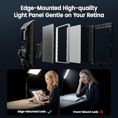 2 Packs LED Video Key Light,Streaming Light Dimmable Bi-Color 3200-5600k Video Conference Lighting with Gooseneck Tubes Desk Panel Lights for Podcast/Streaming/Gaming/Zoom Call/Broadcast/YouTube