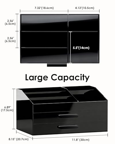 ProCase Cologne Organizer with Drawer, Acrylic Perfume Holder & Bathroom Countertop Organizer for Men & Women, Dresser Vanity Storage for Cologne, Perfume and Skincare -2 Layer - style: 2 Layer