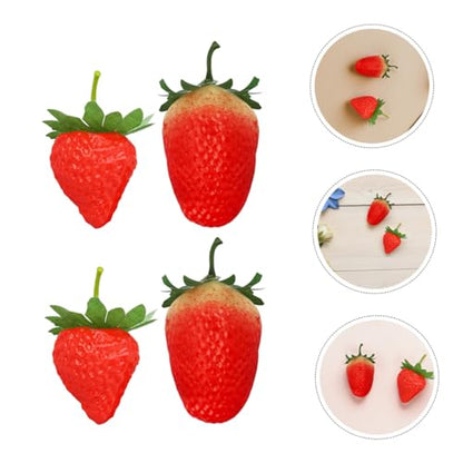 ibasenice Artificial Strawberries with Stem, 30pcs Realistic Plastic Strawberry Decor for Home Kitchen Party Decoration and Photography Props