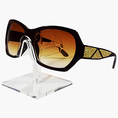 MOOCA 3 Pieces Set Premium Acrylic Eyeglasses Frame Riser Display Stand, Sunglasses Rack, Sunglass Organizer, Eyeglass Holder, Acrylic Eyewear Display, Single Frame for Each Holder - color: clear