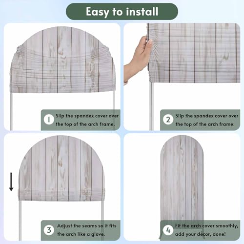 Wood Grain Arch Backdrop Cover 6 FT White Wood Texture Simple Style Country Stretchy Elastic Arch Stand Covers Spandex Arched Background Birthday Wedding Party Decoration (No Stand) - size: 6x2.6ft