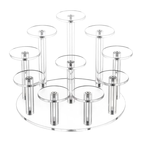 Jusalpha Acrylic Display Stand, 10 Tier Round, Clear Organizer for Jewelry, Funko POP Figures, Perfume, Cupcake, Countertop Decoration (10 Tier) - size: 10 Tier