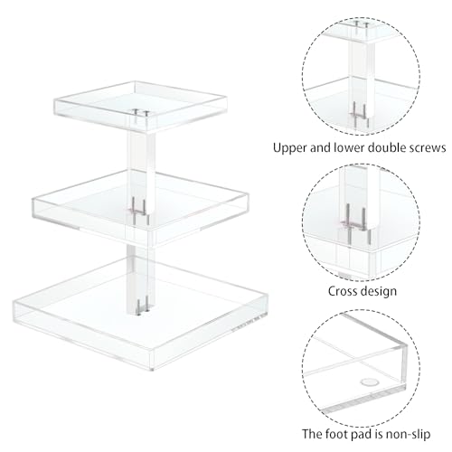 YAGELI Perfume Organizer for Women - Large 3-Tier Clear Acrylic Cosmetic Storage for Bathroom, Vanity & Dresser | Makeup Jewelry Display Stand | Non-Slip Base, Sturdy & Scratch-Resistant - size: 3 Tier