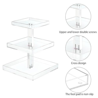 YAGELI Perfume Organizer for Women - Large 3-Tier Clear Acrylic Cosmetic Storage for Bathroom, Vanity & Dresser | Makeup Jewelry Display Stand | Non-Slip Base, Sturdy & Scratch-Resistant - size: 3 Tier