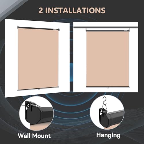 RAUBAY Retractable Pull Down Beige Screen Backdrop - 59.8" x 86.6" Collapsible Wall-Mount Nude Background for Professional Video Production, Photography, TikTok and Video Conferencing - color: Beige, size: Standard(59.8 x 86.6in)