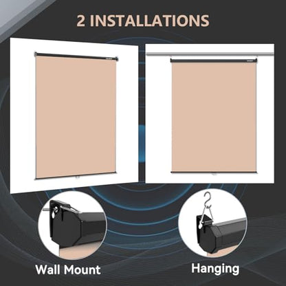 RAUBAY Retractable Pull Down Beige Screen Backdrop - 59.8" x 86.6" Collapsible Wall-Mount Nude Background for Professional Video Production, Photography, TikTok and Video Conferencing - color: Beige, size: Standard(59.8 x 86.6in)