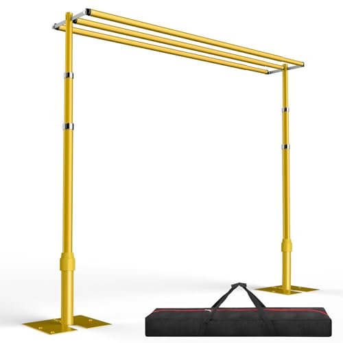 EMART Backdrop Stand Heavy Duty 10x10Ft,Three Crossbar Pipe and Drape Photo Background Support Kit, Adjustable Metal Frame with Flat Base for Wedding Birthday Party Decorations-Gold - color: Gold, size: 10x10FT