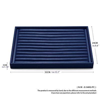 11 Slots PU Leather Jewelry Tray Ring Display Trays Earring Display Tray Ring Earrings Studs Tray Jewelry Organizer Showcase Display (Blue) - color: Blue, size: 11 Slot