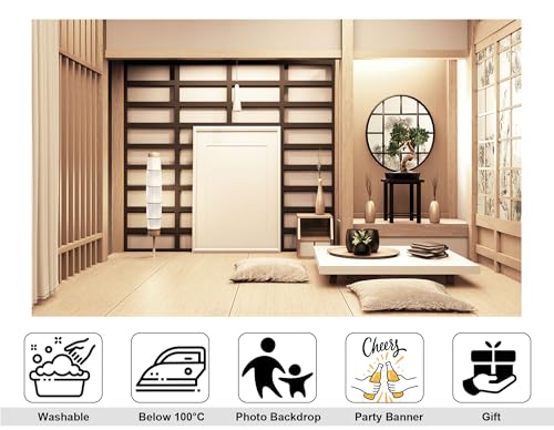 4x4ft Japanese Style Empty Room Backdrop Blank Frame Bonsai Display Photography Background for Studio Shoot and Traditional Home Decorations Tapestry Photo Booth Props - size: 4x4ft