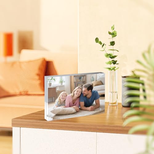 12 Pack 4X6in Acrylic Picture Frame, Clear Picture Frames Double Sided Magnetic Freestanding Photo Block Frame Desktop Display Floating Frameless Acrylic Frame Stand - size: 4X6