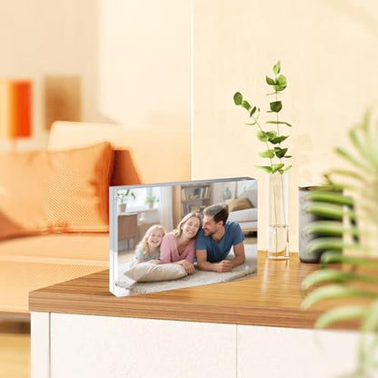 12 Pack 5X7in Acrylic Picture Frame, Clear Picture Frames Double Sided Magnetic Freestanding Photo Block Frame Desktop Display Floating Frameless Acrylic Frame Stand - size: 5X7