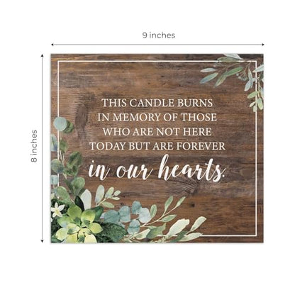 Lush Greenery This Candle Burns In Memory Of Sign / 8" x 9" Rustic Memorial Wedding Sign/Lush Greenery Table Top Remembrance Event Sign/Made In The USA - color: Lush Greenery, style: This Candle Burns