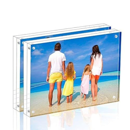 Meetu Acrylic Picture Frame 6x8 Tabletop Photo Frame Magnetic Double Sided Frame Free Standing Desktop for Display Document, Certificate, Photograph, Artwork in Office Room - size: 6x8“(2 Pack)
