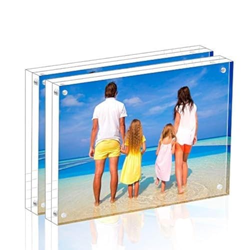 Meetu Acrylic Picture Frame 6x8 Tabletop Photo Frame Magnetic Double Sided Frame Free Standing Desktop for Display Document, Certificate, Photograph, Artwork in Office Room - size: 6x8“(2 Pack)