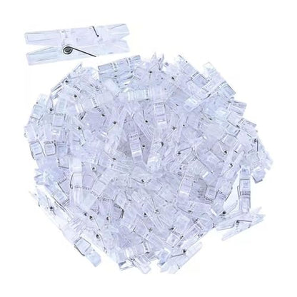 50pcs Clip Photo Holders, Clear Small Clips Binder Photo Clips Mini Hanging Spring Clip Transparent Plastic Clamps for Hanging Clothes Photos Picture(Transparent)