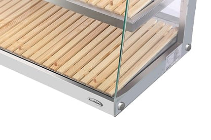 KoolMore 40 in. Glass Countertop Dry Bakery Display Case with Two Shelves and Bamboo Trays - size: 40 in. / 5.3 cu. ft. - 2 Shelves
