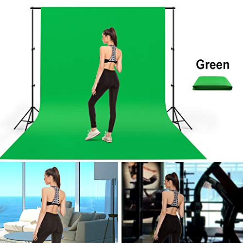 10X20ft Large Green Screen Backdrop for Photography, LCUIRC Two Rod Pocket Chromakey Collapsible Green Polyester Curtain with 4 Clamps for Photography, Zoom Meeting and Game Live Steaming - color: 10x20ft Green