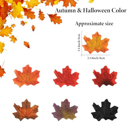 MAQIHAN 350PCS Fall Maple Leaves - Autumn Fall Maple Leaf Garland hojas de otoño para decorar Foliage Artificial Table Decoration Faux Fake Loose Leaves Outdoor Decor Halloween Thanksgiving Photo Prop