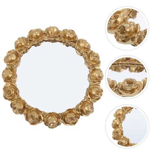 FOMIYES Decorative Rose Gold Mirror Vanity Tray Jewelry Organizer Round Makeup Display Plate for Bathroom Countertop Dressing Table