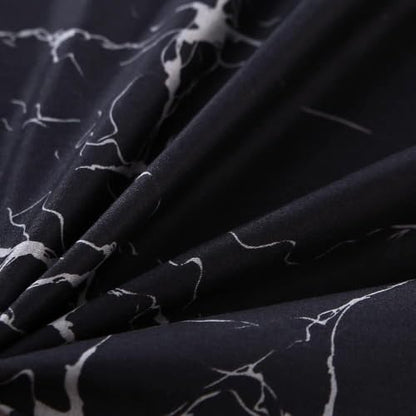 MAG Black Marble, Super Soft Microfiber Bed Sheet 4PC, Marble Bedding Sheet Set Included 1 Fitted Sheet, 1 Flat Sheet with 2 Pillowcases, 14 Inches Deep (Queen, Black) - color: Black-marble, size: Queen
