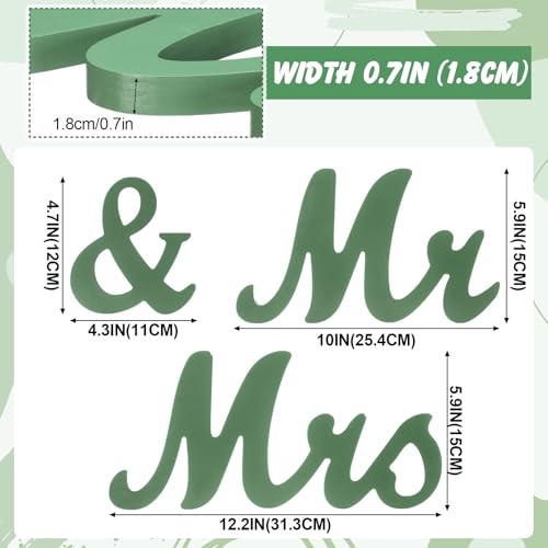 AceOrbit Sage Green 3 Pcs Mr & Mrs Sign Table Decor Sweetheart Mr and Miss Wooden Letters Freestanding Wedding Sign Rustic Table Centerpieces for Wedding Party Photo Booth Props Decorations Supplies - color: sage green
