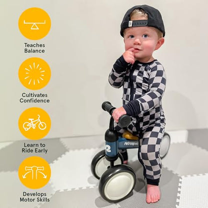 Retrospec Cricket Baby Balance Bike, 4-Wheel Ride-On Toy for Ages 12-24 Months – First Bike & Toddler Bike for 1 Year Old Boys & Girls, First Birthday Gift - color: Olive Drab