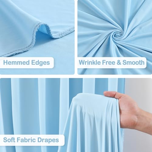 2 Panles Baby Blue Backdrop Curtains - Wrinkle Free Fabric Backdrop Curtain for Photoshoot, 10FT Wedding Party Photo Backdrop Drapes for Birthday Baby Shower Photography Stage Background Decorations - color: Baby Blue, size: W4' X H10'(2 Panels)
