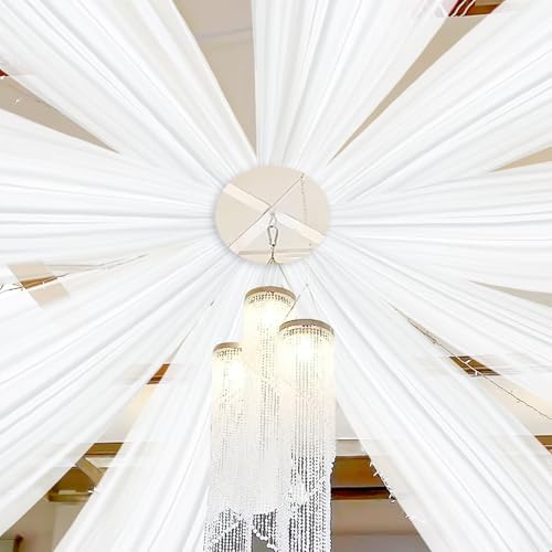 DUOBAO White Wedding Chiffon Ceiling 5x20FT Long Sheer Draping Fabric Photography Backdrops 4 Panels Soft Drapes Curtains for Weddings Arches Christmas Indoor Events - color: White, size: 60"W x 240"L (Pack of 4)