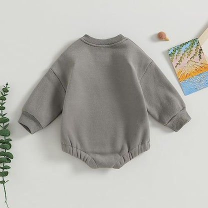 VISGOGO Newborn Infant Baby Boy Girls Oversized Romper Little Dude Sweater Onesie Coming Home Outfit Neutral Clothes - color: Grey, size: 3-6 Months