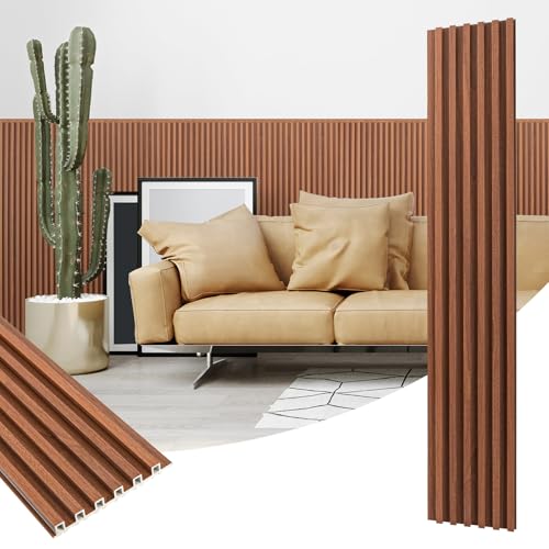 Art3dwallpanels 16 Pack Wood Slat Wall Paneling 51"×6.7" Sound Absorbing 3D Wall Panels for Living Room TV Background Home Office Decor, Teak - color: Teak, size: 51'' x 6.7'' , 16 Pack