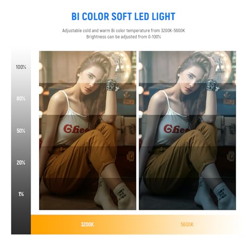 NEEWER 13" LED Video Light Panel, Studio Lighting Kit with Tripod Stand, 20W Bi Color Dimmable Photo Key Light for Streaming Photography Podcast Recording, CRI97+ 2400Lx/0.5m, 29.6Wh Battery, NL-192AI