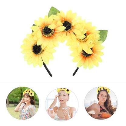 Beavorty Sunflower Flower Halloween Decor Halloween Decor Artificial Sunflower Hair Band Decorative Headwraps Yoga Headband Headpiece Bridal Photo Prop Womens Womens Boho Decor