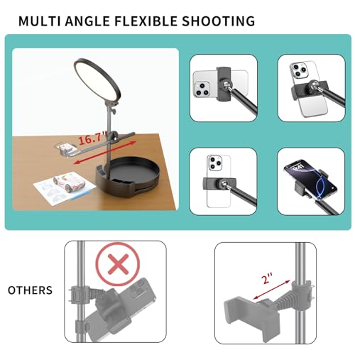 Bright Zoom Lighting for Computer, Adjustable Desk Lighting for Video Callst,55W Dimmable Full Screen Ring Light,with Rotating Storage Box,Pen Holder Stand,Phone Holder and Controller (Black, 10.5) - color: Black