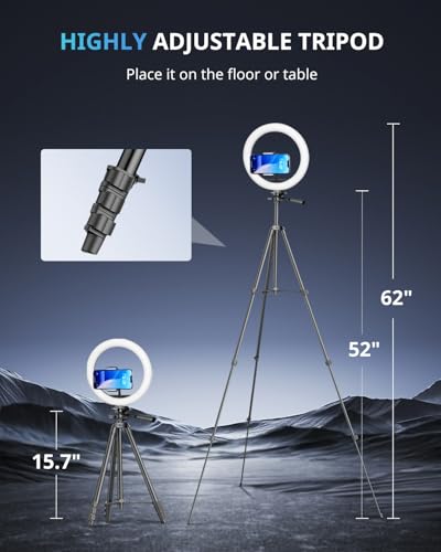 UBeesize 12" RGB Ring Light with 50" Tripod Stand & Phone Holder, Dimmable Selfie Light for TikTok, YouTube, Live Streaming & Photography - size: 12in, style: RGB