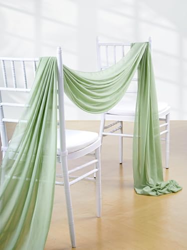 Sage Green Wdding Decorations Backdrop: Wedding Arch Draping Chiffon Fabric 6 Yards Sheer Curtain 1 Panels Background Birthday Party Stage Decoration - color: Sage Green, size: 6 Yards 1 Panel