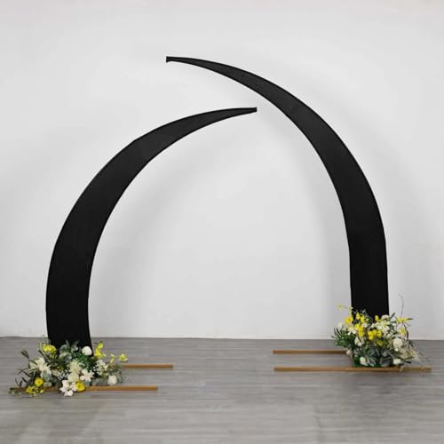 Efavormart 2 Pack Black Spandex Half Crescent Moon Arch Covers, Double-Sided Fabric Backdrop Sleeves for 6.5ft and 8ft Curved Stand Decor - color: Black, size: Cover Set - 6.5ft & 8ft