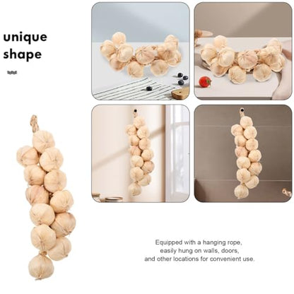 Cabilock Versatile Decorative Garlic Hanging Strings Realistic Fake Garlic Braid with Built Hanging Rope for Home Decor Photography Props and Lifelike Kitchen Decoration Garlic