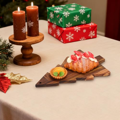 STOBAZA 15 Inch Christmas Tree Charcuterie Board, Wooden Cheese Serving Platt Cutting Chopping Platter for Cheese Vegetables Fruit Bread Pizza Serving Tray Festive Kitchen Decor Multi Use Food Display