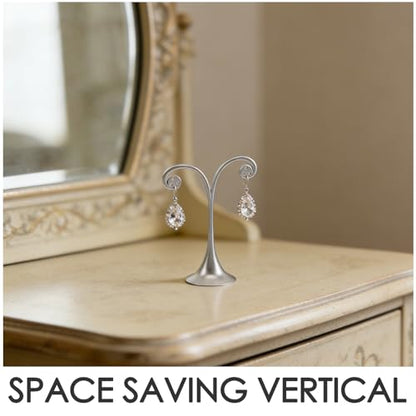 Metal Earring T Bar Stand - 6 Holes Retail Display Holder T Earring Display Holder - Jewelry Stand with Base for Show Jewelry Online Stores Photography Prop - color: Silver