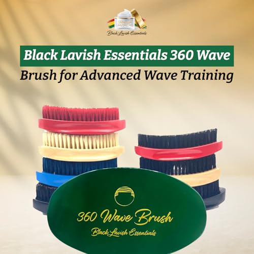 360 Wave Brush, Build Deeper Waves, Soft & Hard Boar Bristle Curved Brush, Black Lavish Essentials Signature (Medium-Hard, Emerald Green) - color: Emerald Green, size: Medium-Hard