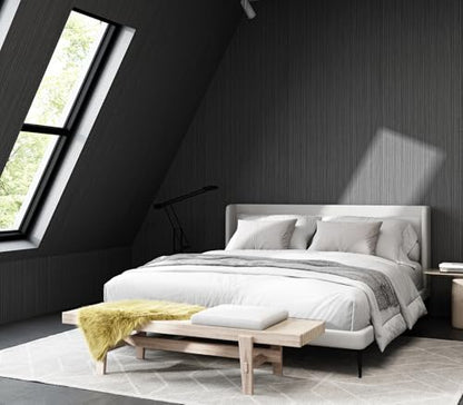 Black Grasscloth Wallpaper Peel and Stick Fabric Linen Textured 24"x394" Classic Faux Grassweave Upgraded Thick Self-Adhesive Neutral Contact Paper Vinyl Film Liner Roll for Home Use - color: gray black, size: 23.6" x 393"