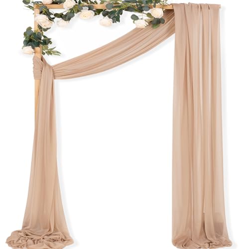 MLMC Nude Wedding Arch Draping Fabric 1 Panel 29" x 20 FT Extra Long Gauze Drapes Sheer Backdrop Curtains 6.6 Yards Outdoor Drapery Panels for Wedding Anniversary Ceiling Decoration - color: Nude